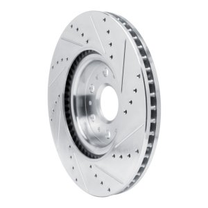 Buick Enclave Brake Rotor (1) - Front Left - R1 Concepts - Drilled & Slotted - Silver - `17-`25